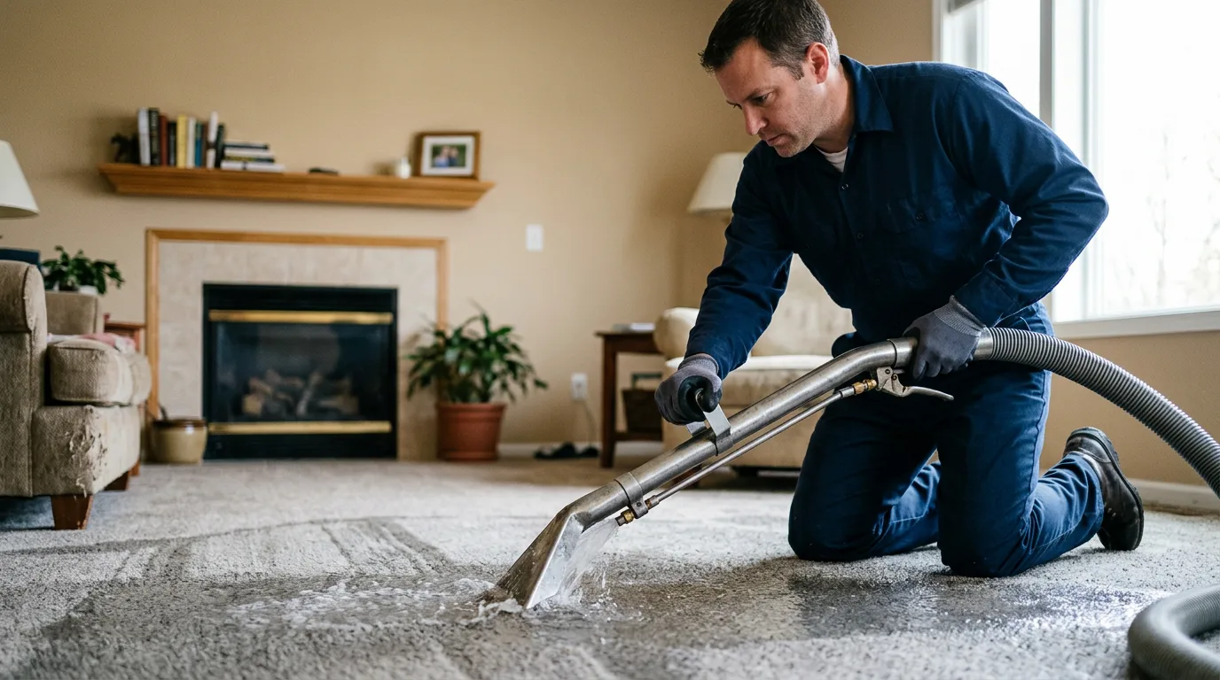 Water damage restoration technician working near Johnson, VT